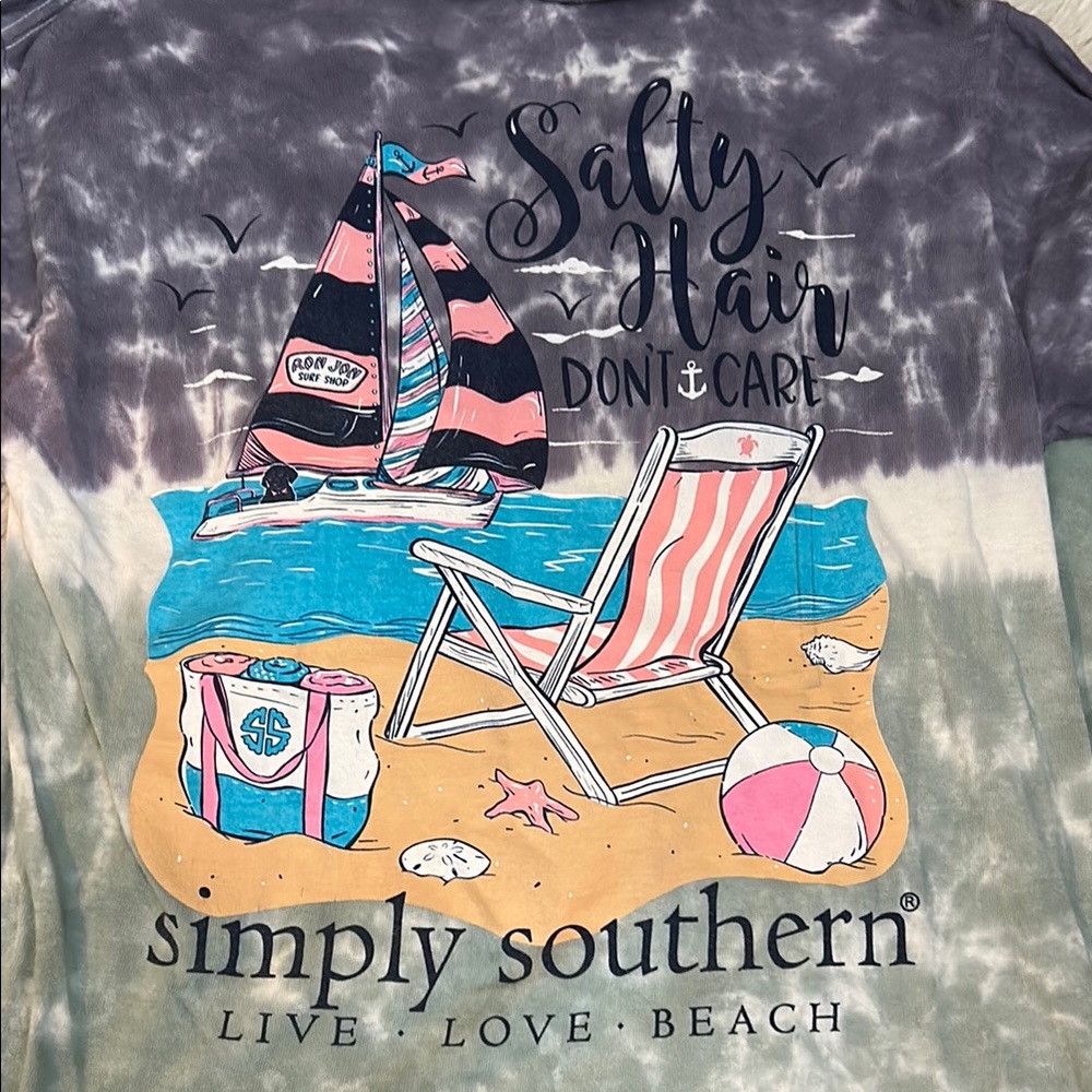 Medium Simply Southern Tie-Dye Long Sleeve Shirt Ron Jon Surf Shop collab